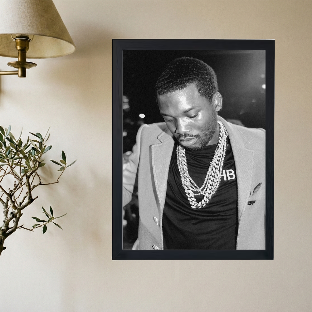 Meek Mill B&W 'Lookin Down on Yall' Poster - Mockup 2