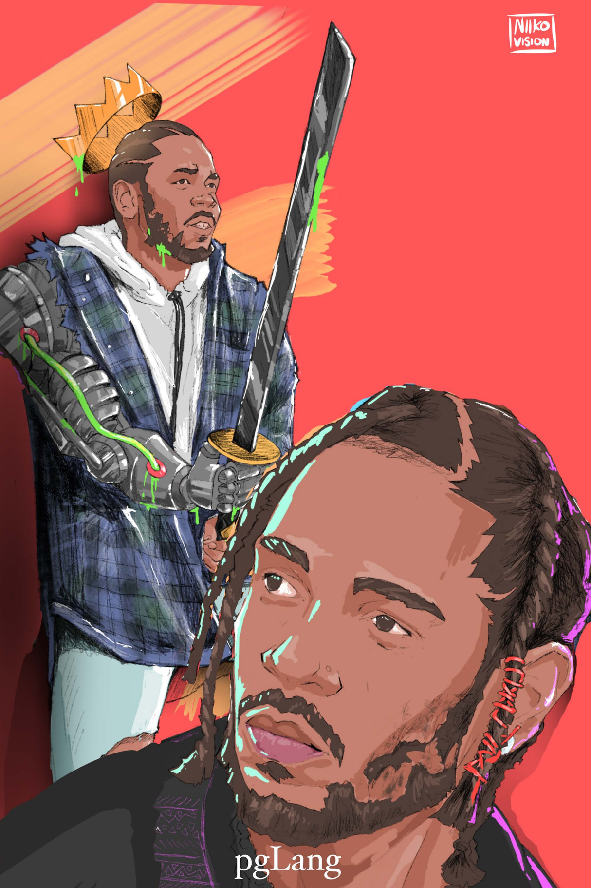 Kendrick Lamar 'pgLang' Drawing Poster
