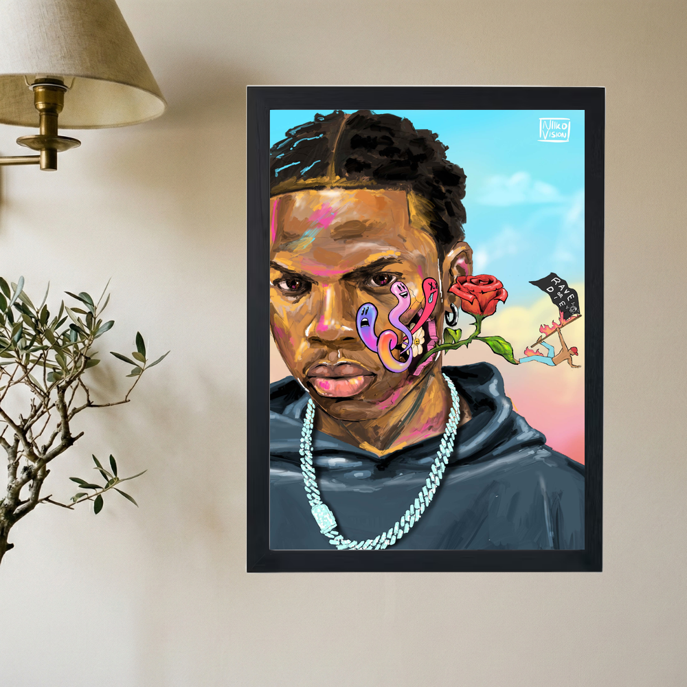 Rema 'Rave or Die' Drawing Poster - Mockup 2