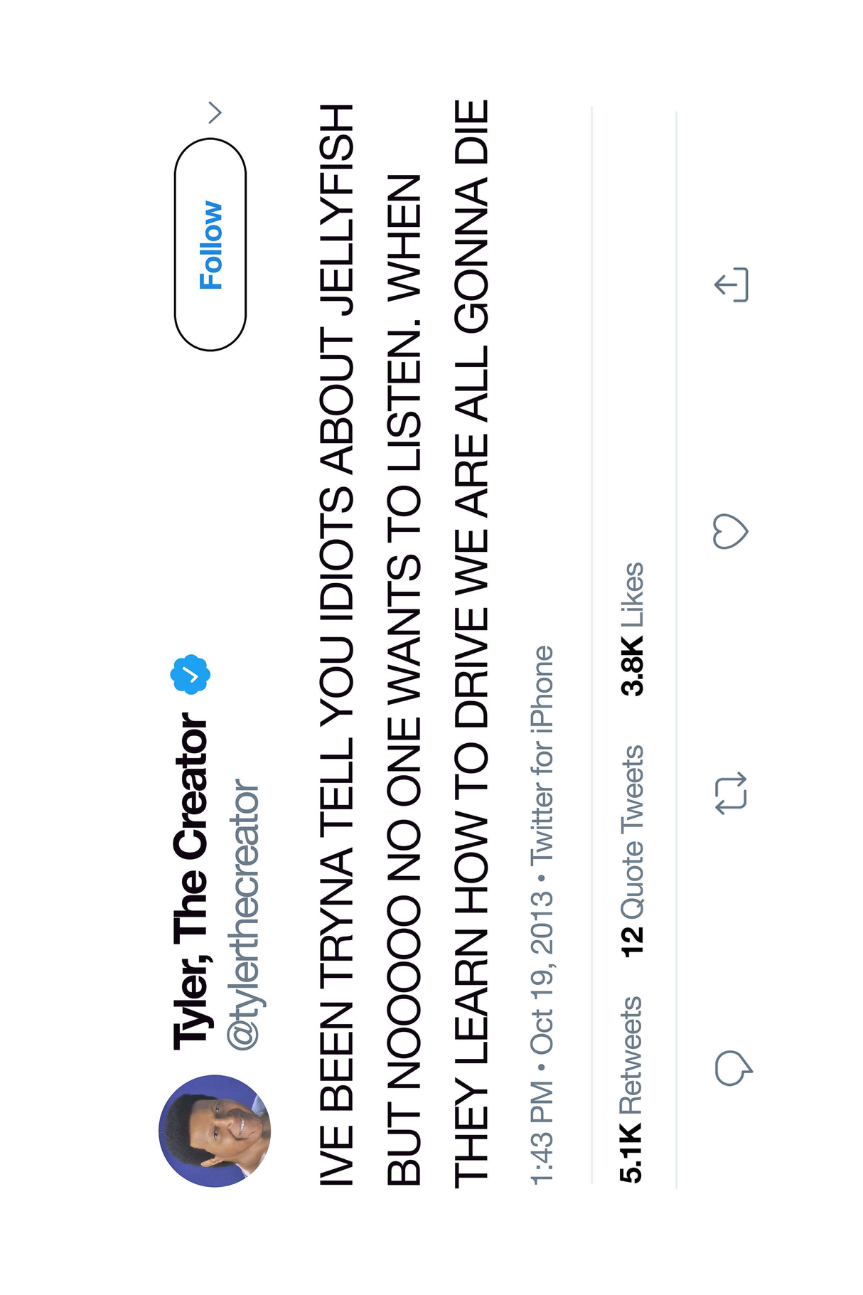 Tyler, The Creator 'Jellyfish' Tweet Poster