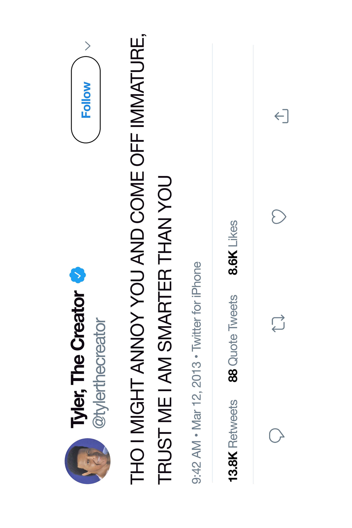 Tyler, The Creator 'Smarter Than You' Tweet Poster