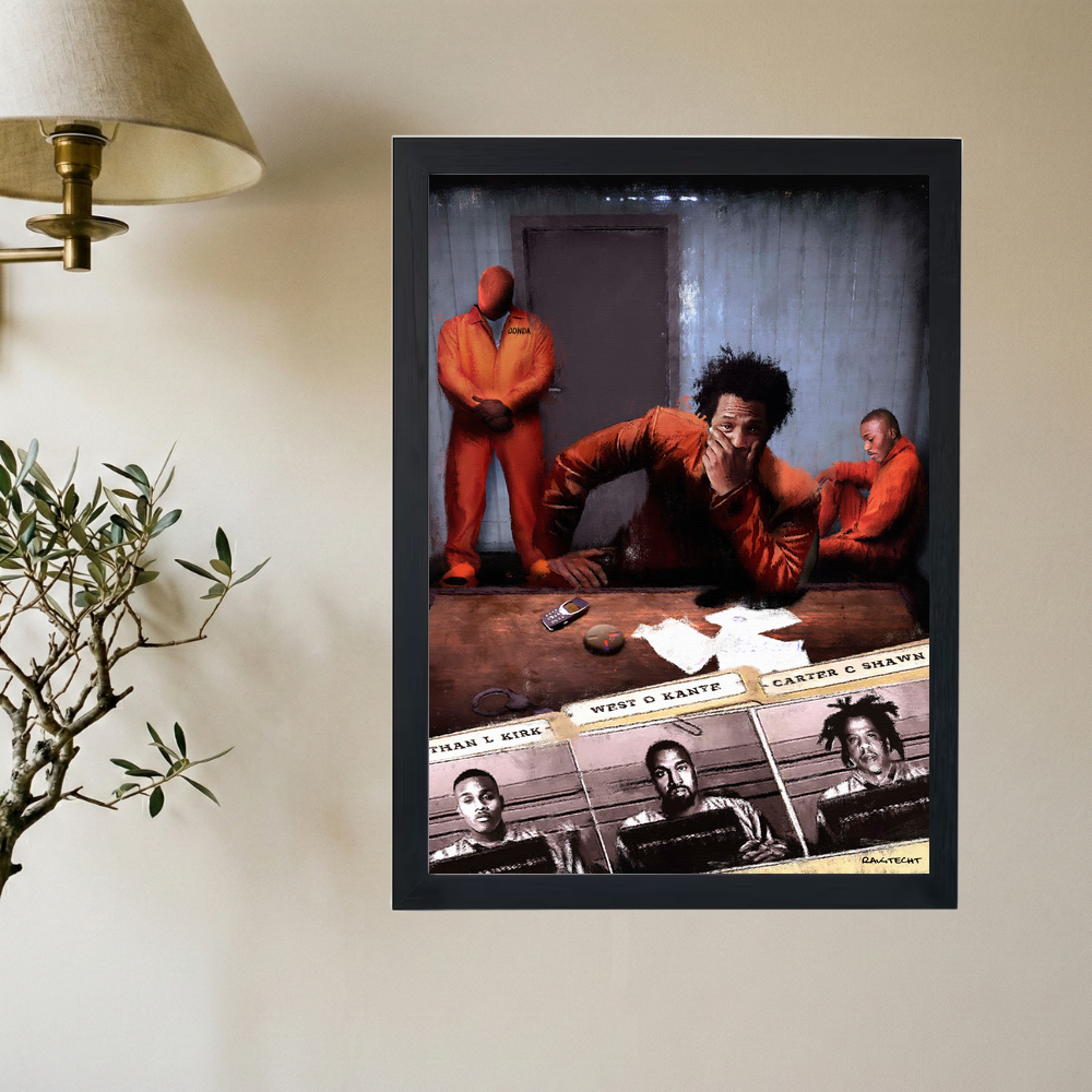 Jay-Z x Kanye West x DaBaby 'Jail' Painting Poster - Mockup 2