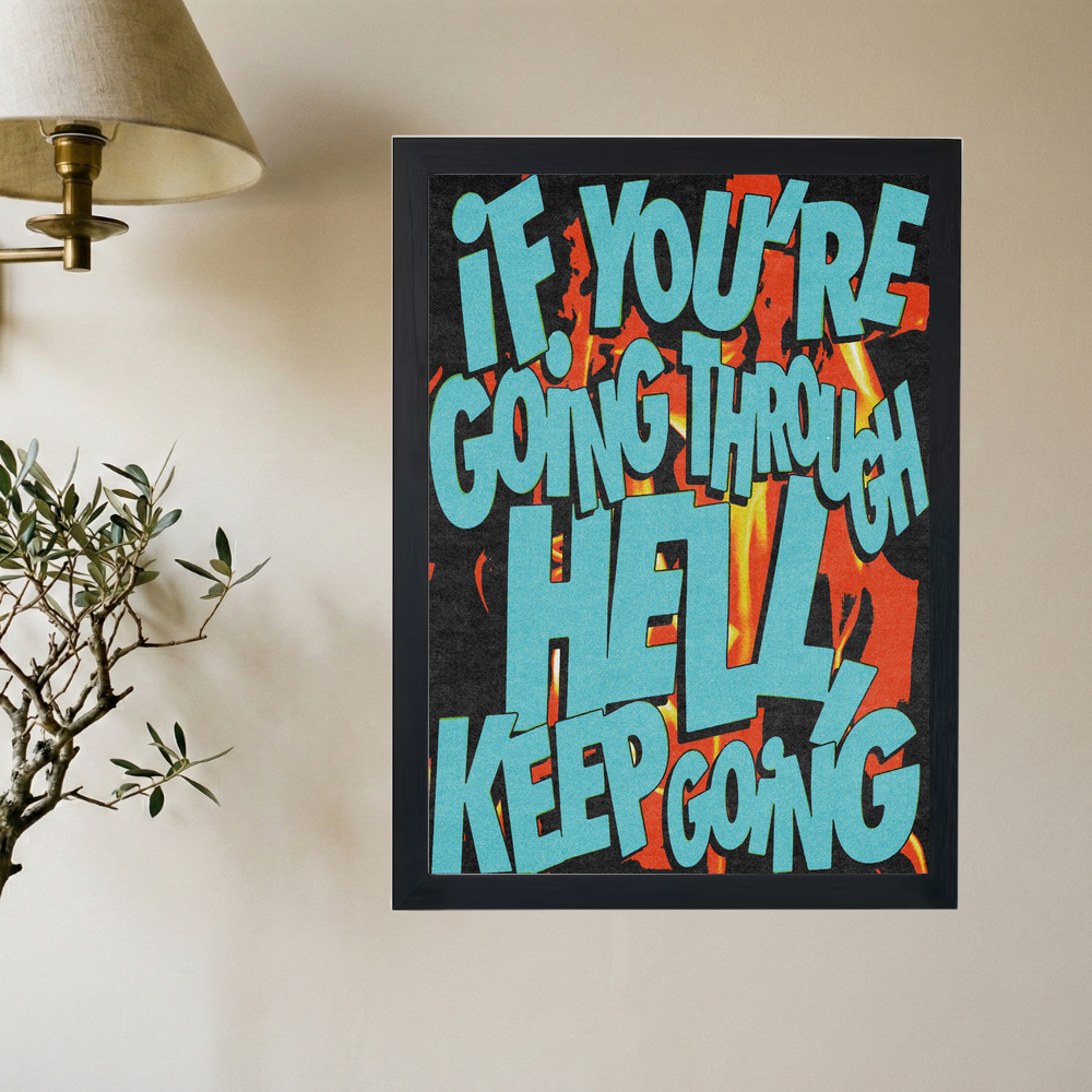 Keep Going 'Motivation' Blue Poster - Mockup 2