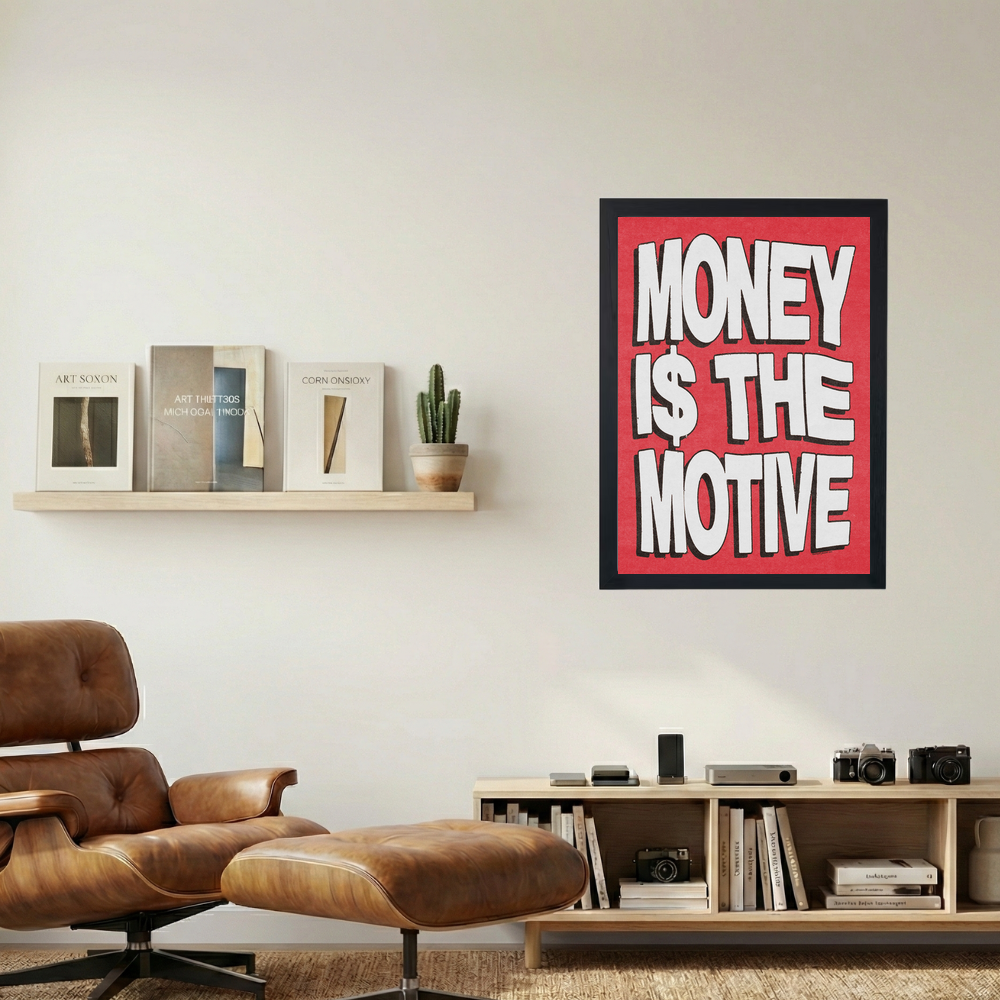Money I$ The Motive Red Poster - Mockup 1