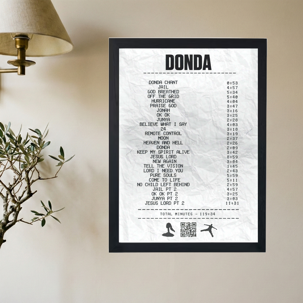 Kanye West 'Donda Tracklist Receipt' Poster - Mockup 2