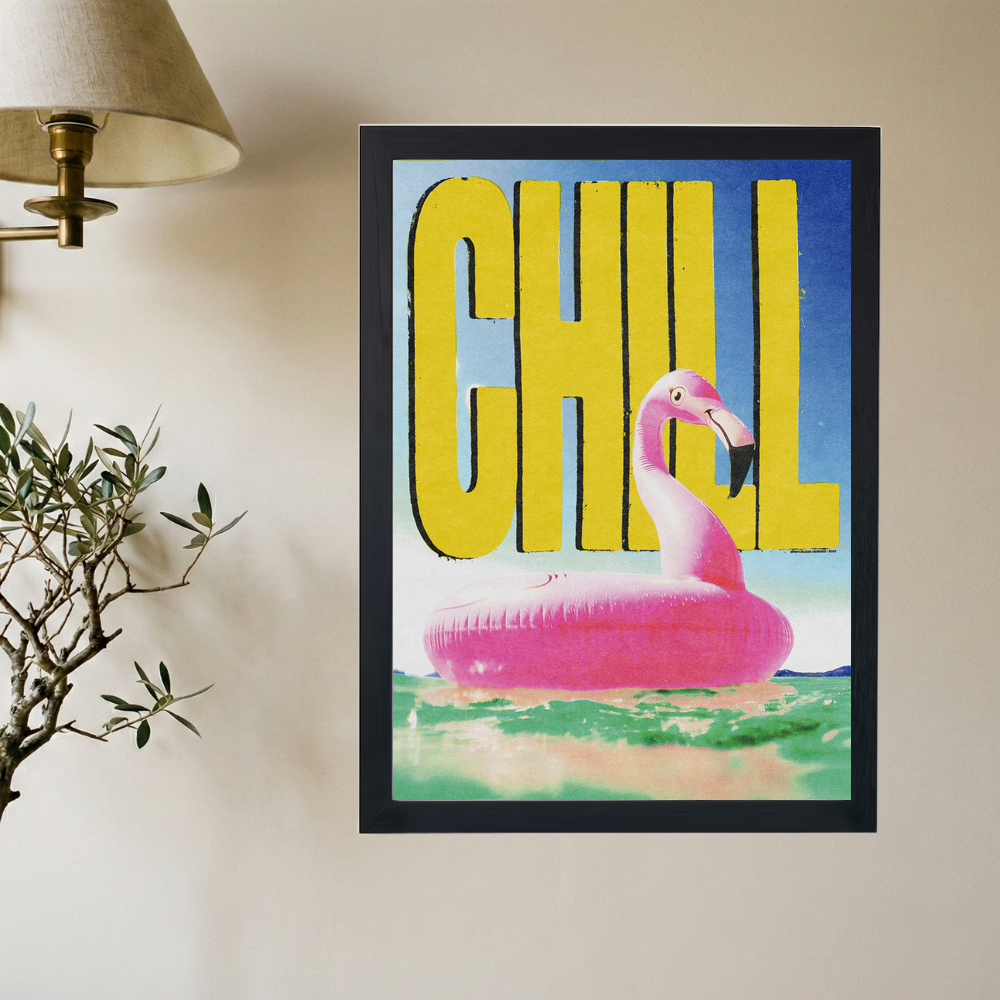 Flamingo Inflated 'CHILL' Poster - Mockup 2