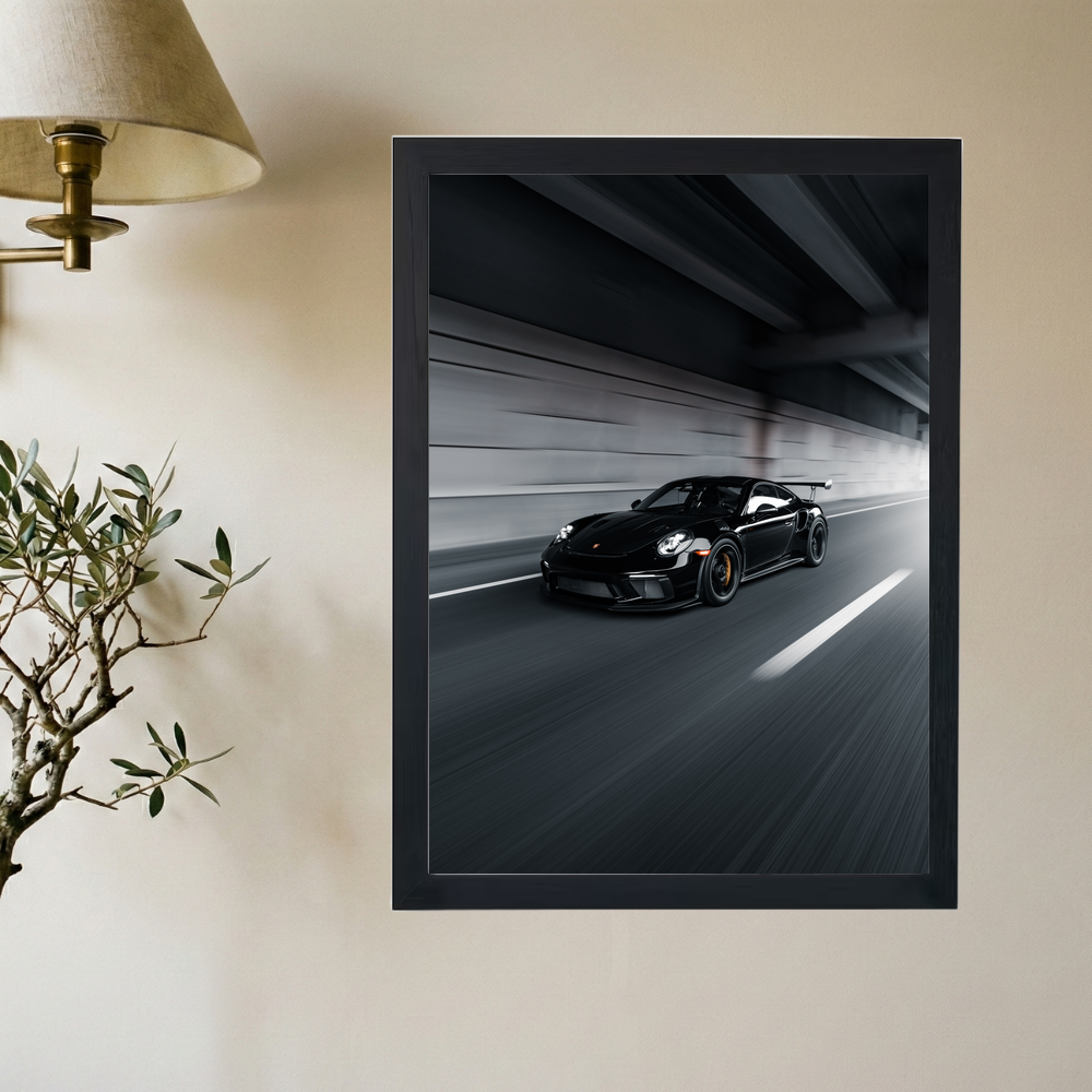 Porsche 911 'Murdered Out' Poster - Mockup 2