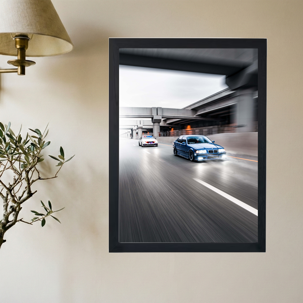 BMW E36 'Cops Tracing' Poster - Mockup 2