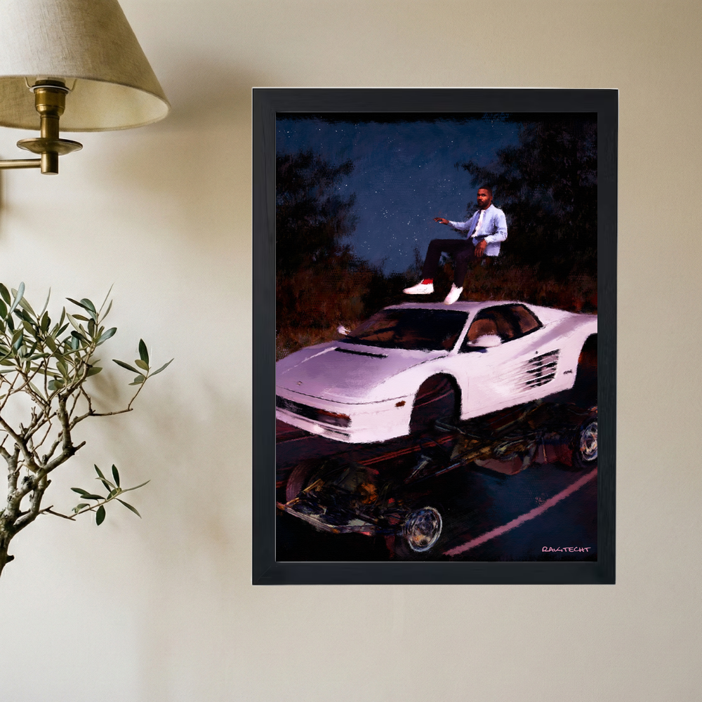 Frank Ocean 'White Ferrari' Painting Poster - Mockup 2