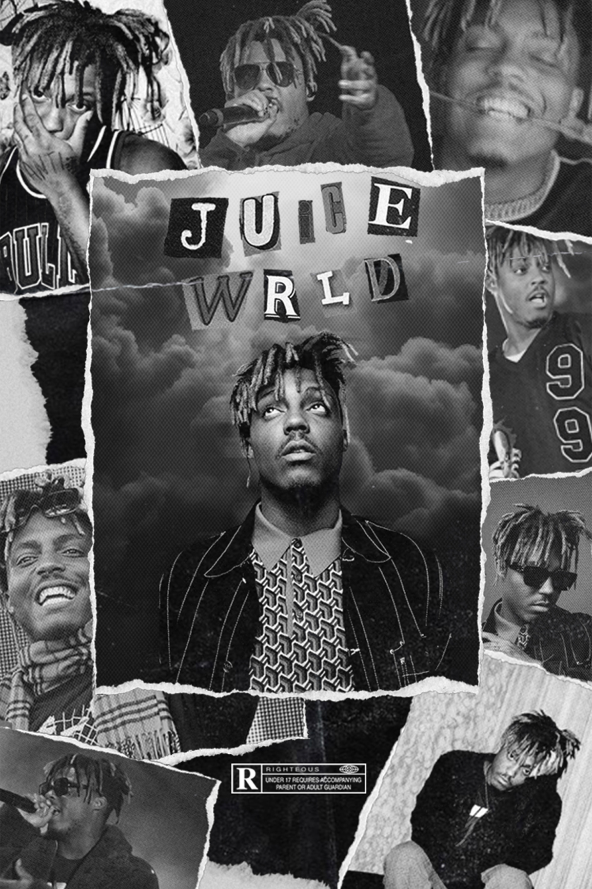 Juice WRLD B&W Collage Poster