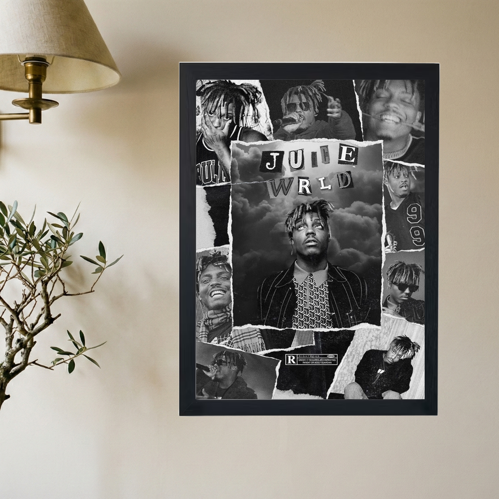 Juice WRLD B&W Collage Poster - Mockup 2