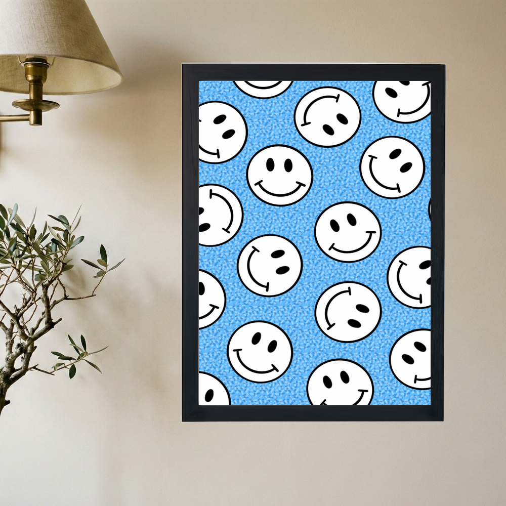 Blue 'Smilies' Poster - Mockup 2