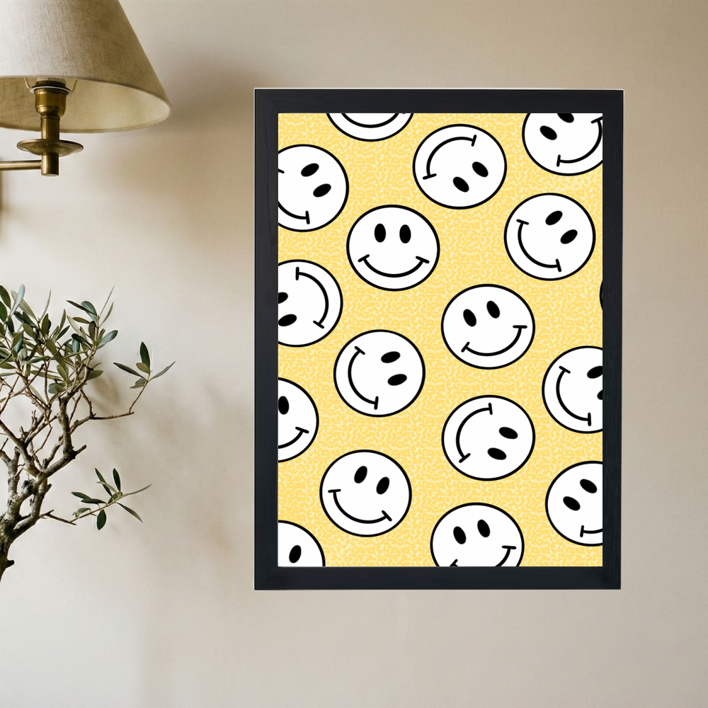 Yellow 'Smilies' Poster - Mockup 2