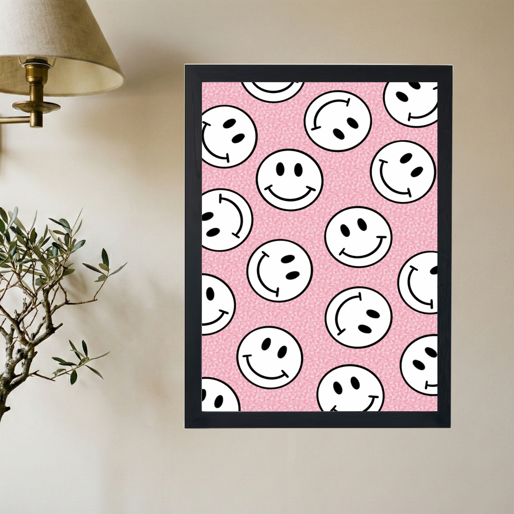 Pink 'Smilies' Poster - Mockup 2