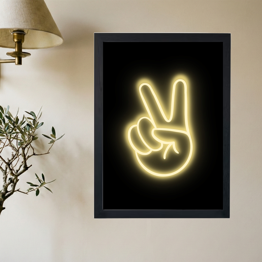 Neon 'Peace' Poster - Mockup 2
