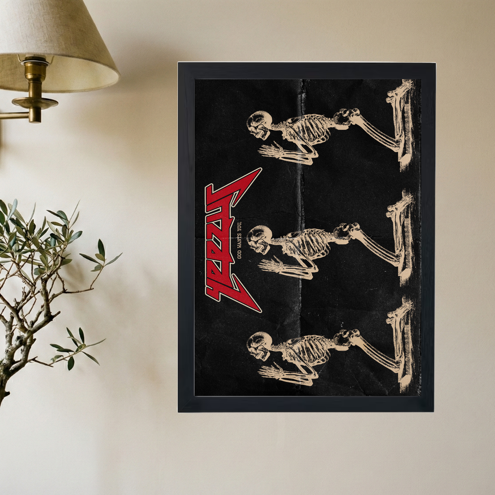 Kanye West 'Yeezus Skeleton Black ' Poster - Mockup 2