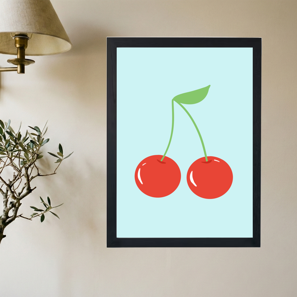 Blue 'Cherry' Poster - Mockup 2