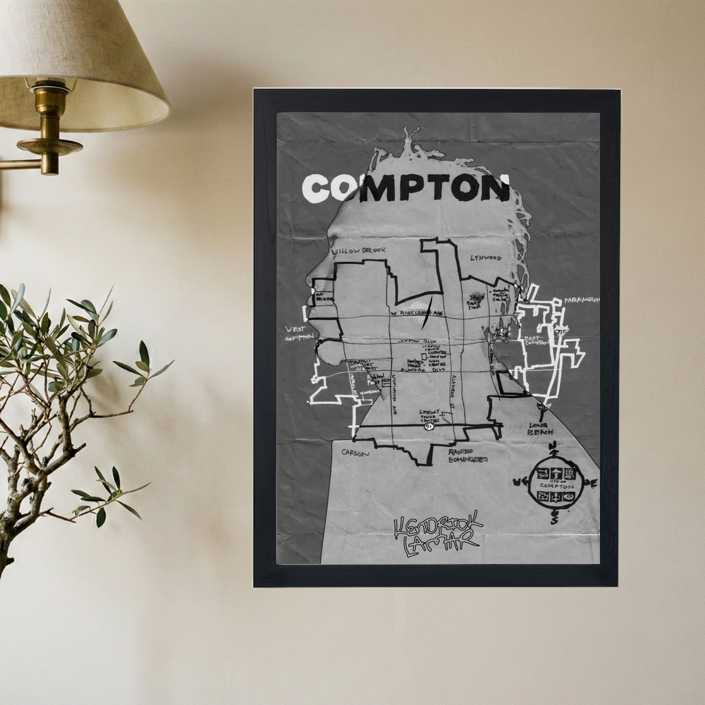 Kendrick Lamar 'Map of Compton' Poster - Mockup 2