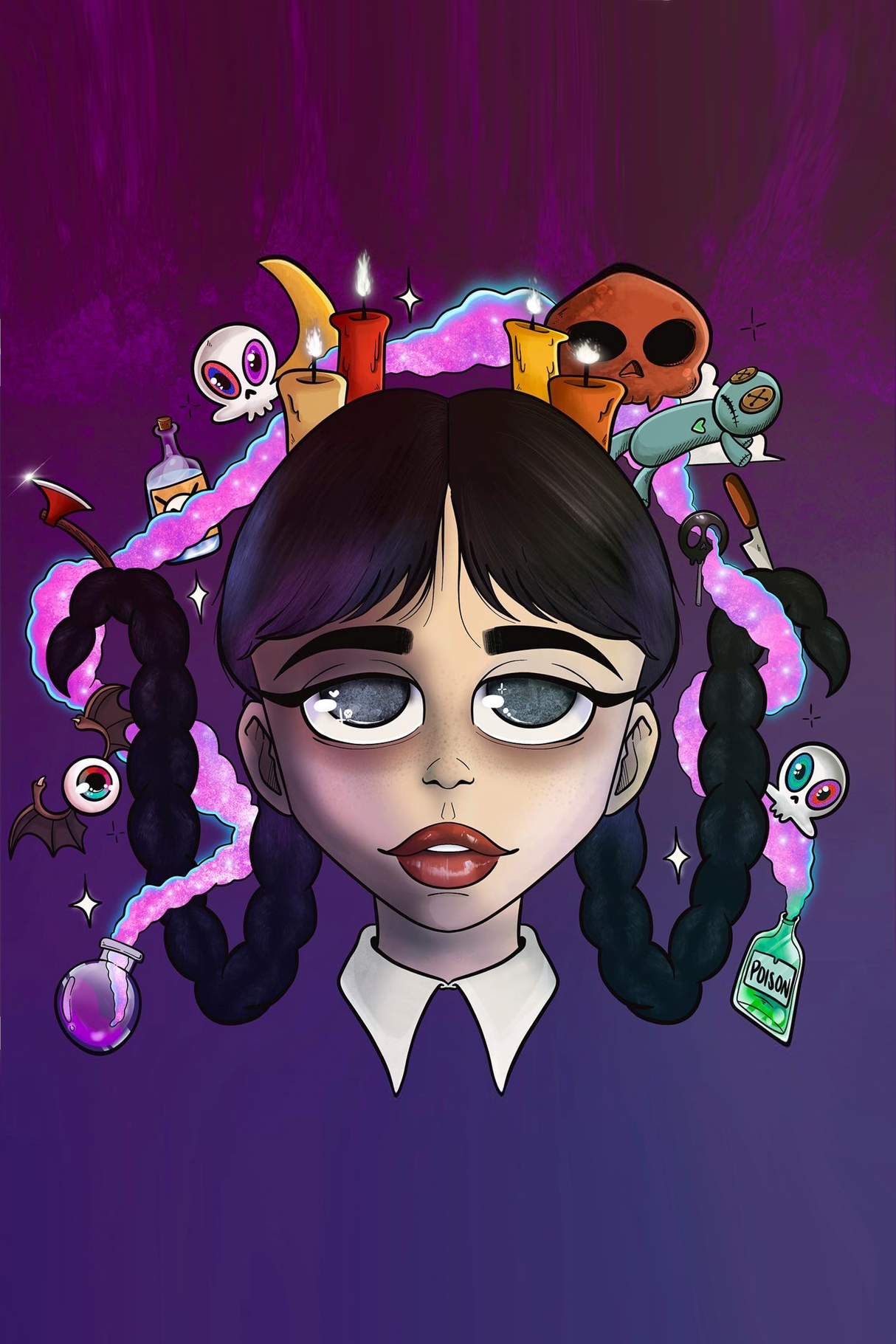 Wednesday Adams Cartoon Poster