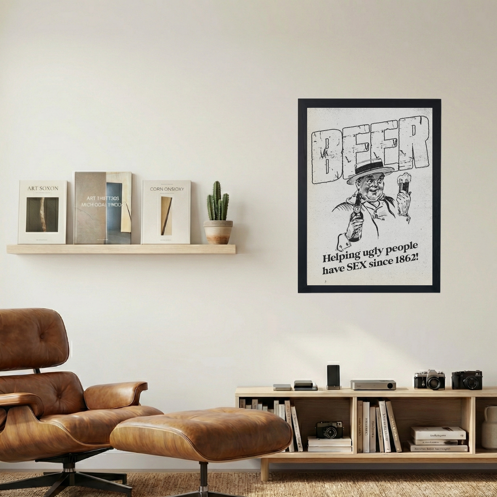 Beer Helps Ugly People Poster - Mockup 1