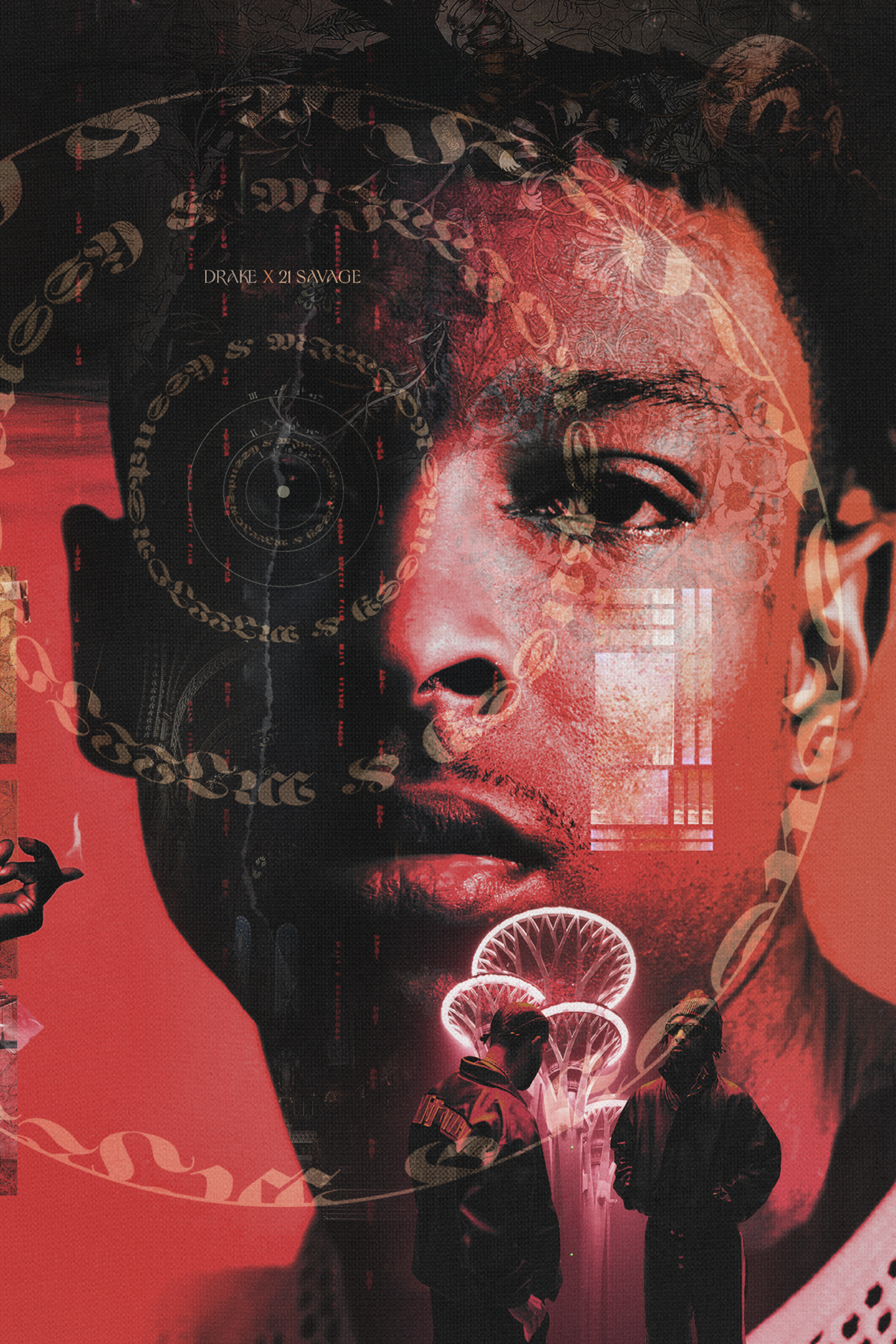 21 Savage x Drake 'Circo Loco' Collage Poster