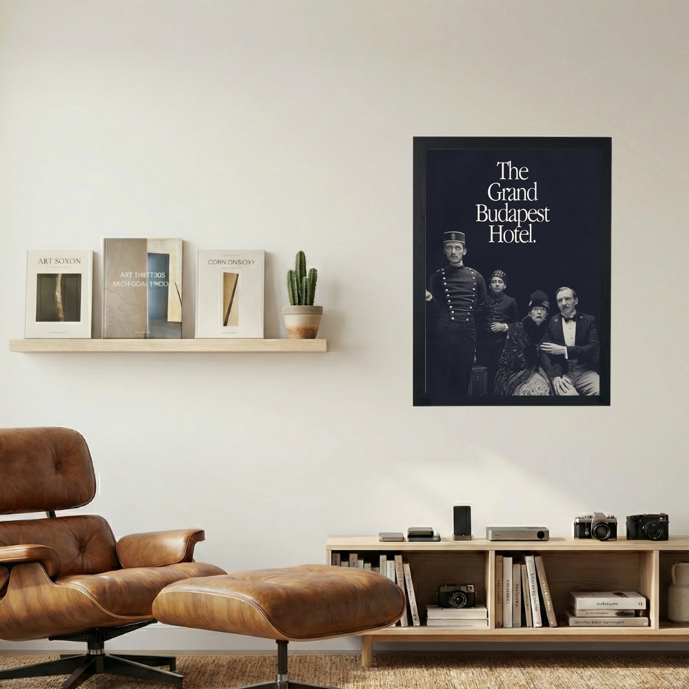The Grand Budapest Hotel B&W Poster - Mockup 1