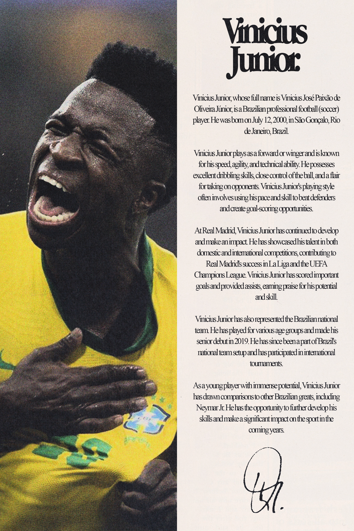 Vinicius Junior 'Biography' Poster V2
