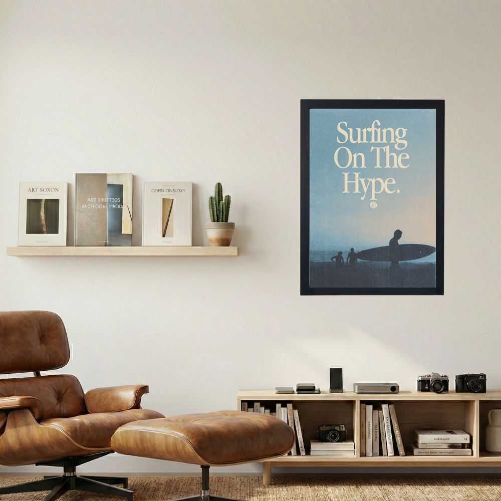 'Surfing On The Hype' Poster - Mockup 1