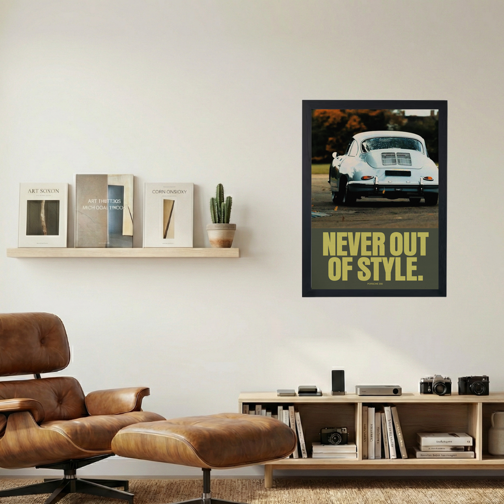 Porsche 356 'Never Out Of Style' Poster - Mockup 1