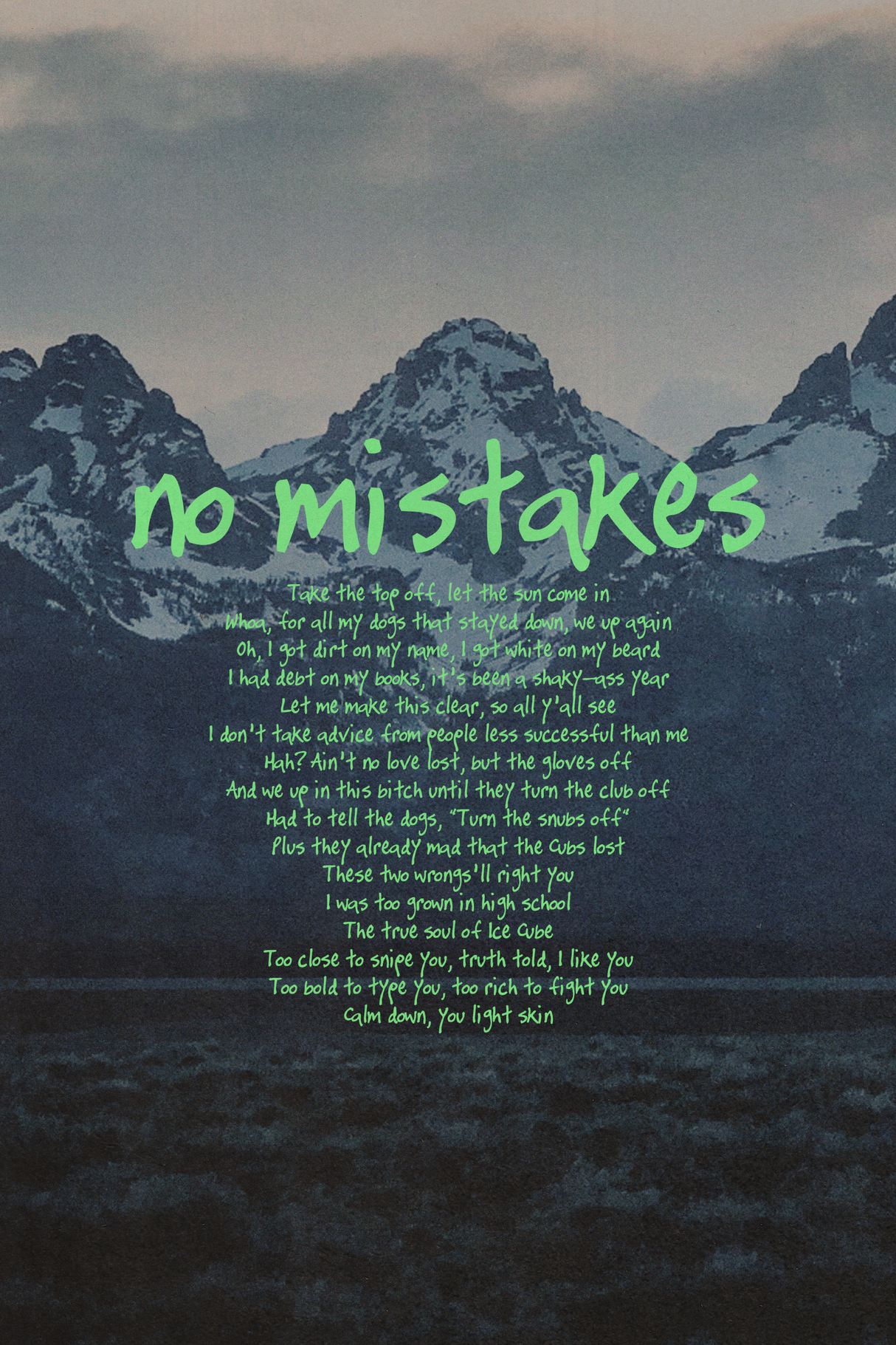 Kanye West 'No Mistakes' Lyrics Poster