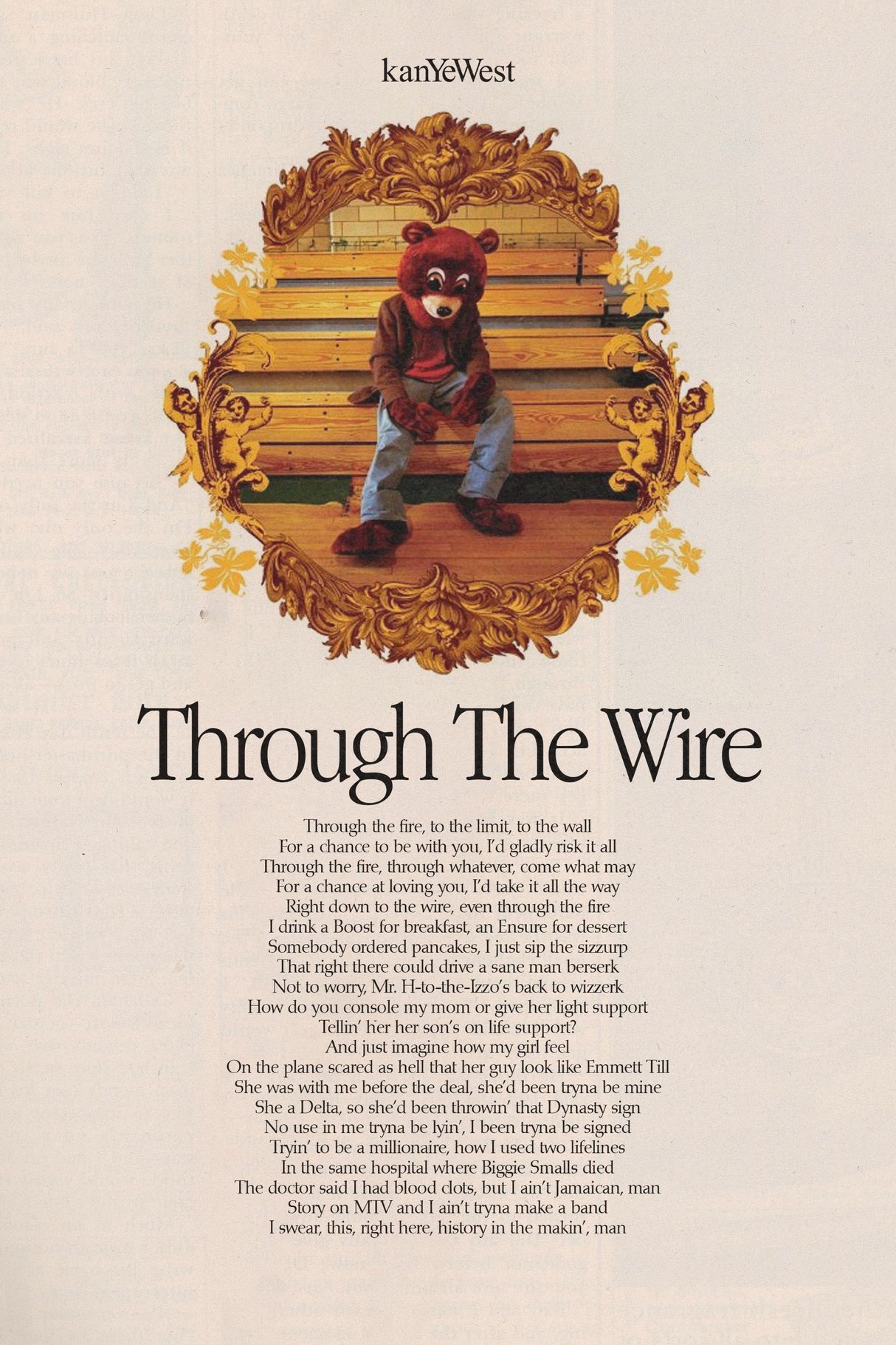 Kanye West 'Through The Wire' Lyrics Poster
