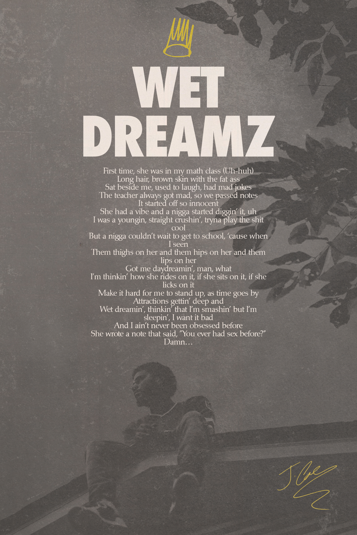 J Cole 'Wet Dreamz' Lyrics Poster