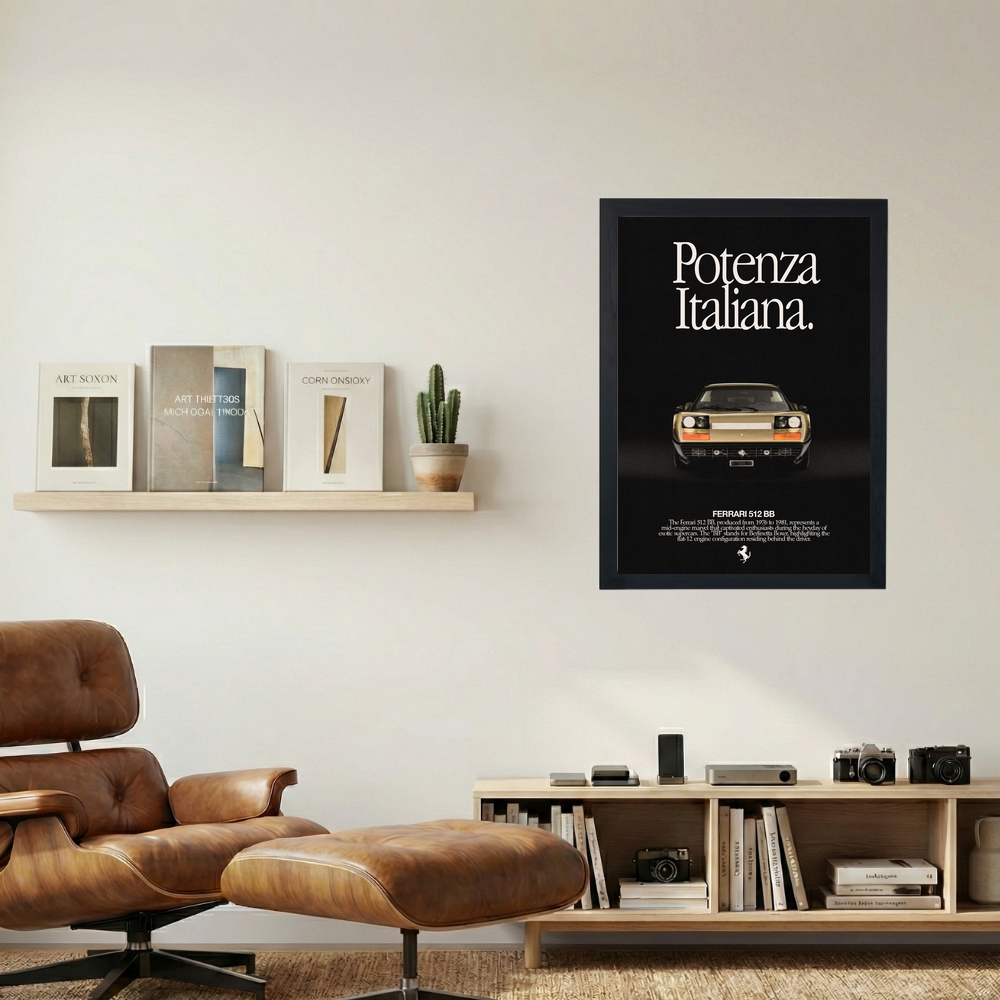 Ferrari 512 BB 'Potenza Italiana' Poster V2 - Mockup 1