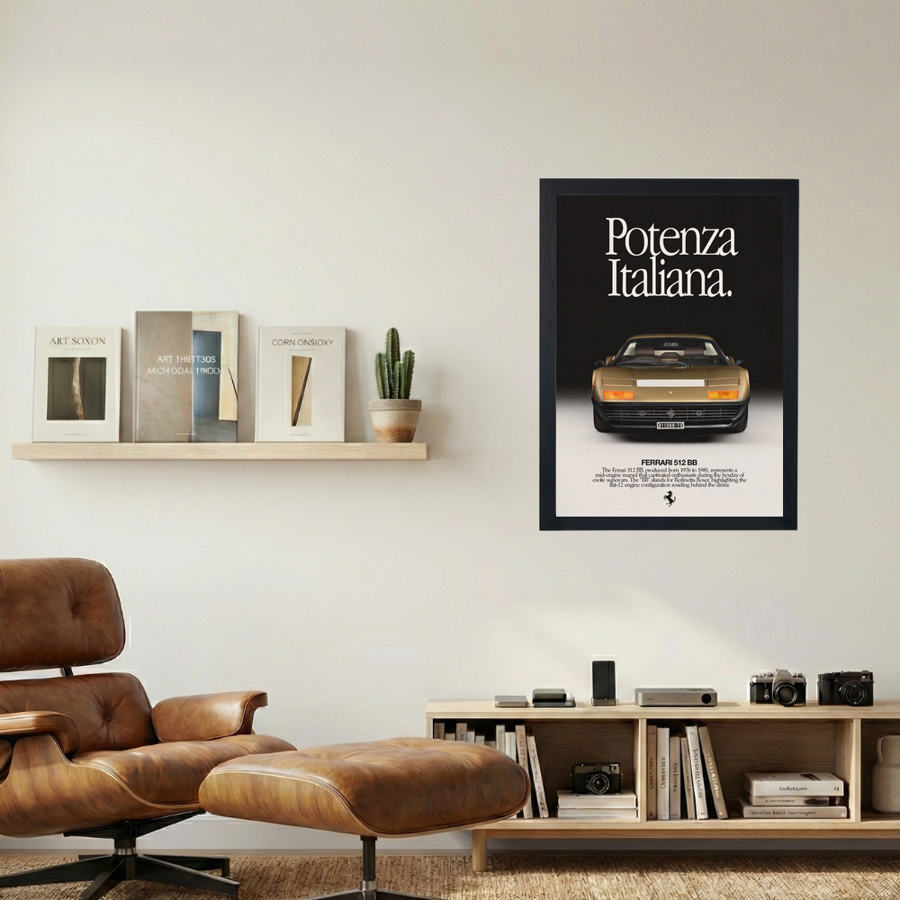 Ferrari 512 BB 'Potenza Italiana' Poster V3 - Mockup 1