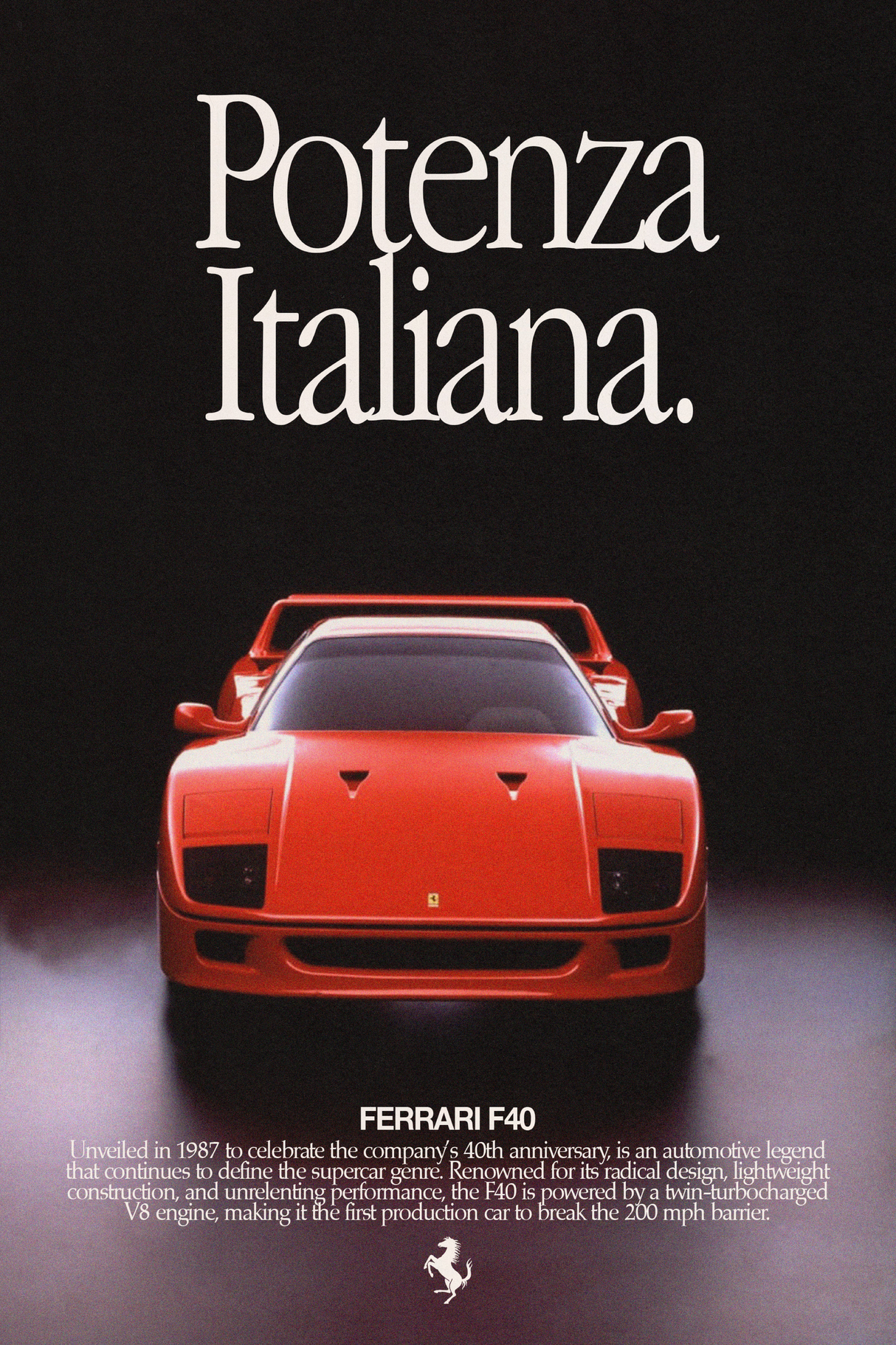 Ferrari F40 'Potenza Italiana' Poster V2