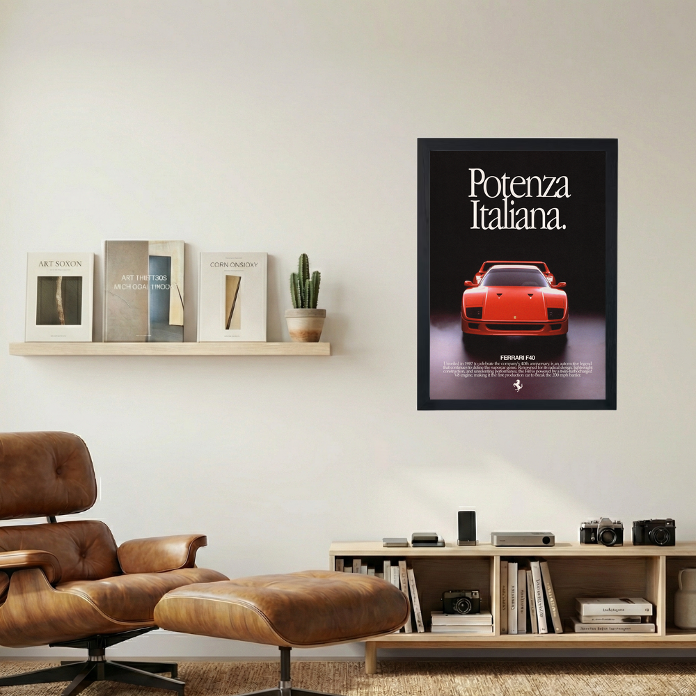 Ferrari F40 'Potenza Italiana' Poster V2 - Mockup 1