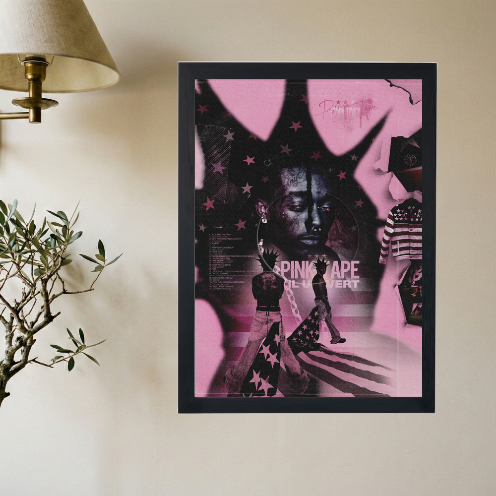 Lil Uzi Vert 'Pink Tape Collage' Poster V2 - Mockup 2