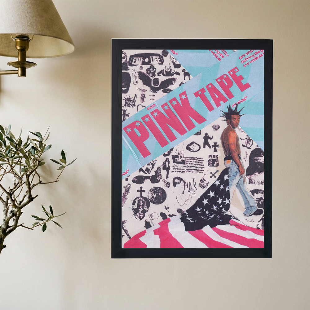 Lil Uzi Vert 'Pink Tape Collage' Poster - Mockup 2