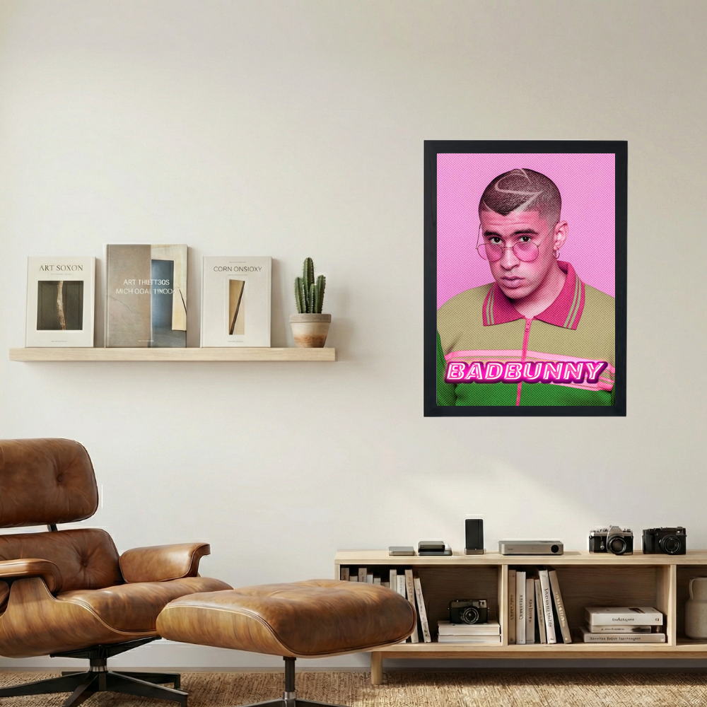 Bad Bunny 'Neon Glance' Poster - Mockup 1