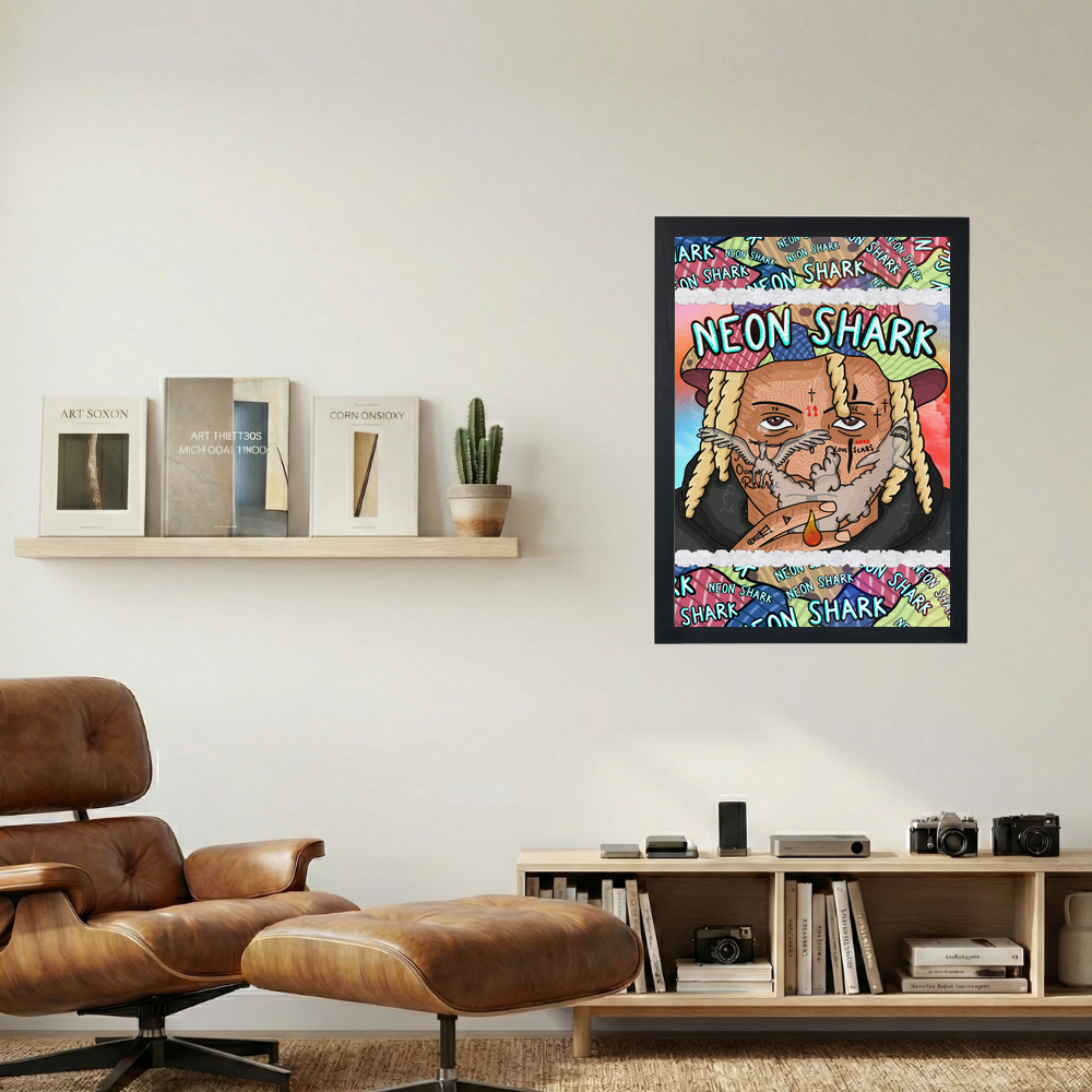 Trippie Redd 'Neon Shark' Poster - Mockup 1