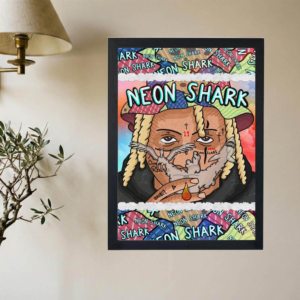 Trippie Redd 'Neon Shark' Poster - Mockup 2