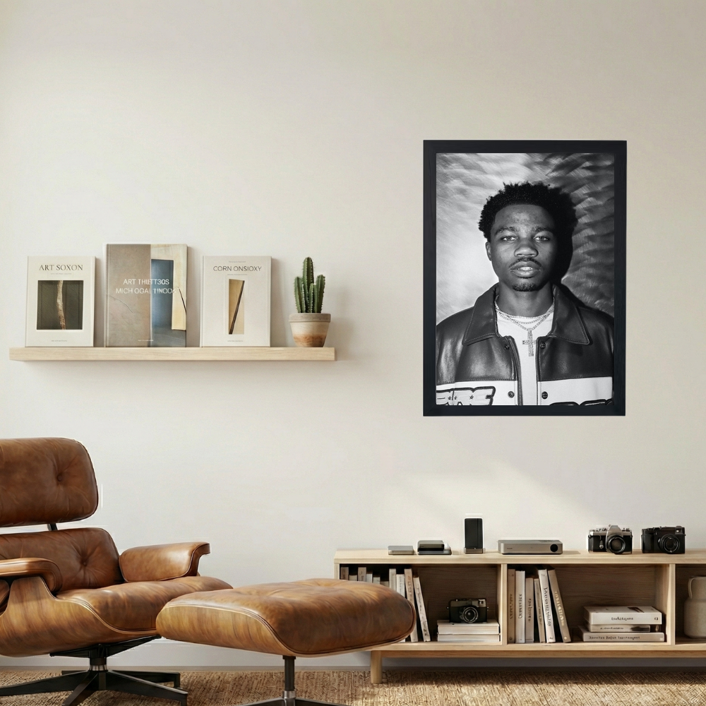 Roddy Ricch B&W 'Cream' Poster - Mockup 1