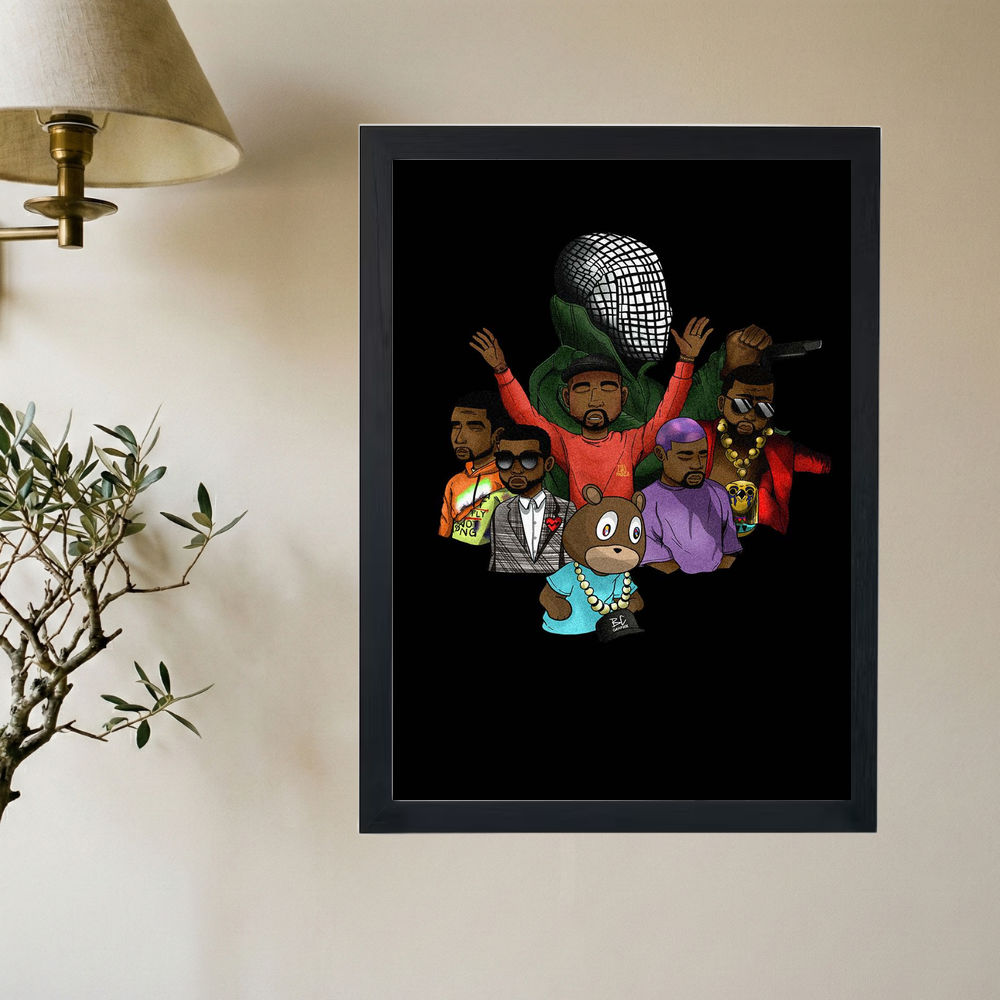 Kanye West 'The Eras' Cartoon Poster - Mockup 2