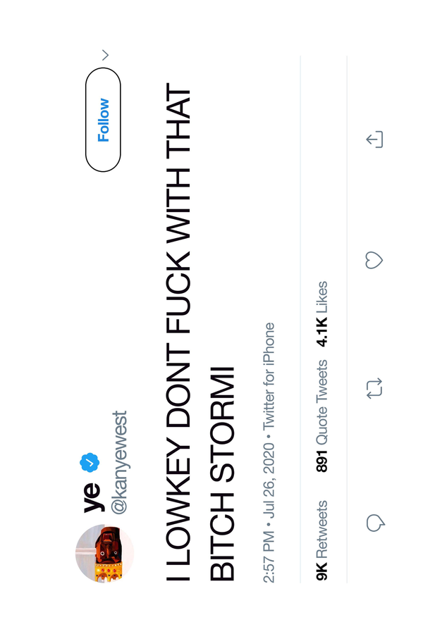 Kanye West 'STORMI' Tweet Poster
