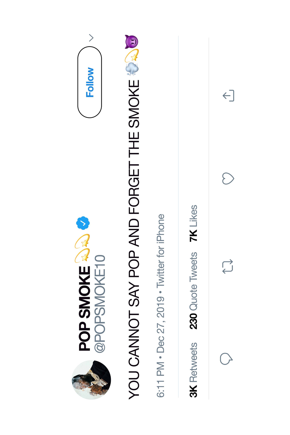 Pop Smoke 'Forget The Smoke' Tweet Poster