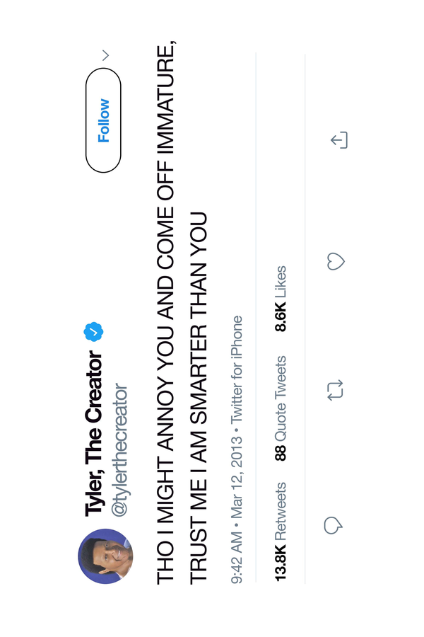 Tyler, The Creator 'Smarter Than You' Tweet Poster