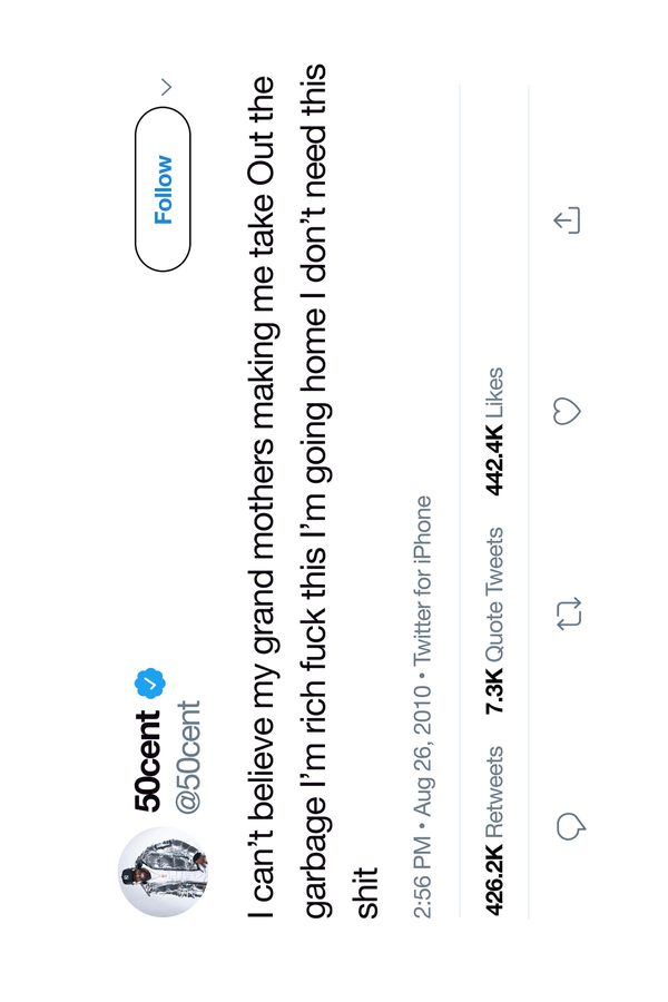 50 Cent 'Garbage' Tweet Poster