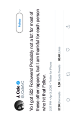 J. Cole '502 Followers' Tweet Poster