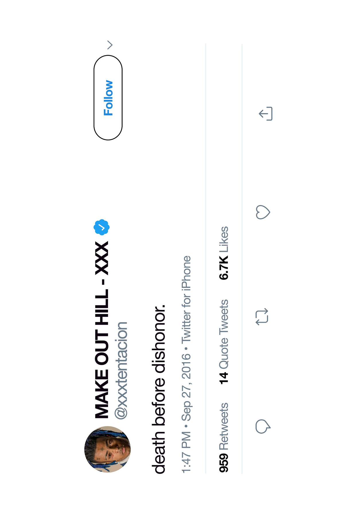XXXTENTACION 'Death B4 Dishonor' Tweet Poster