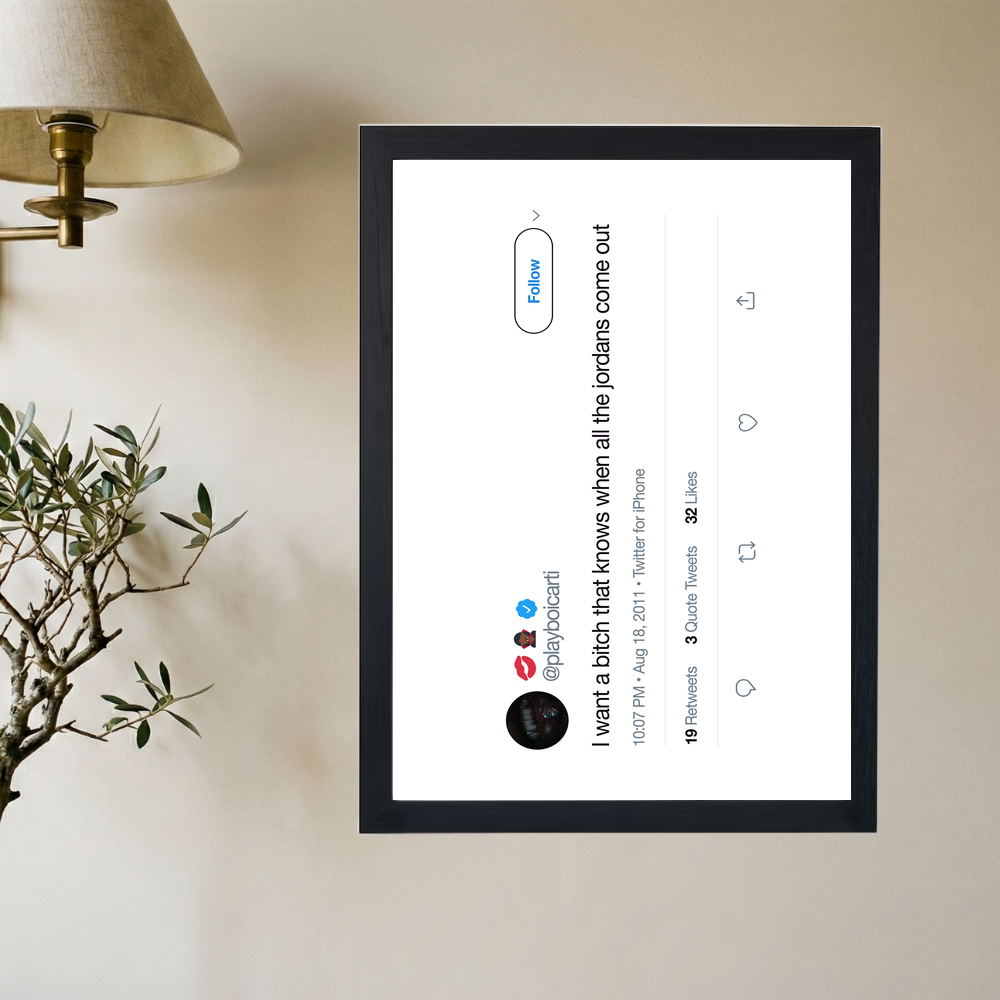 Playboi Carti 'Jordans' Tweet Poster - Mockup 2